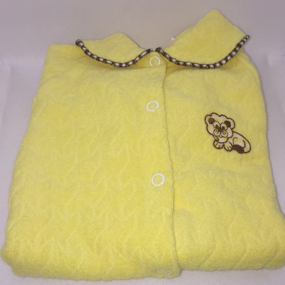 Vintage Zellers Sleeper Terry Cloth Yellow Lion Motif Size Large 21-26 lbs 1980s - Picture 7 of 7